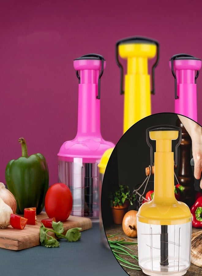UNITRA Manual Hand-Press Vegetable Chopper Mixer Cutter to Cut Onion, Salad, Tomato, Potato Push Chopper Multicolor Pack of one - Image 5